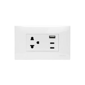ชุดเต้ารับ 3 ขา พร้อมเต้ารับ USB A/C 16 แอมป์ 250 โวลต์ HACO