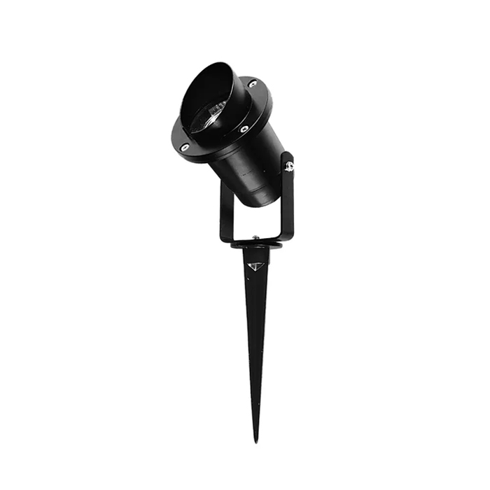 Black Ground Spike Light with protective cover compatible with MR16 x 1 bulb.