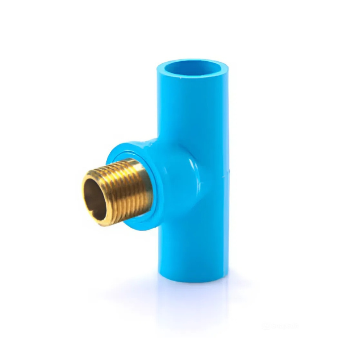 Thick Brass Male Threaded Tee, Blue, 18mm (1/2 inch) SCG