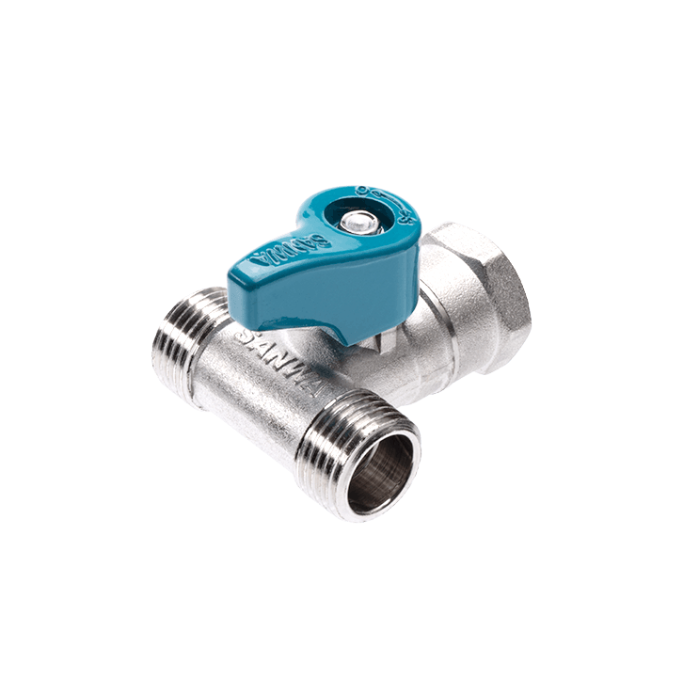 3-Way Mini Ball Valve, F-M-F Thread 1/2'' SANWA